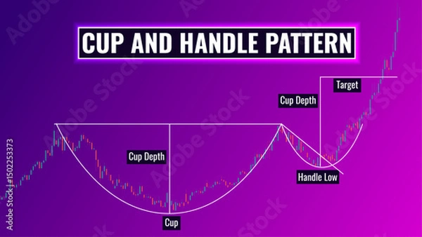 Fototapeta candle stick Cup and handle graph chart pattern