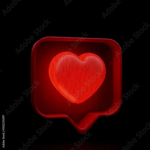 Obraz red heart on black background