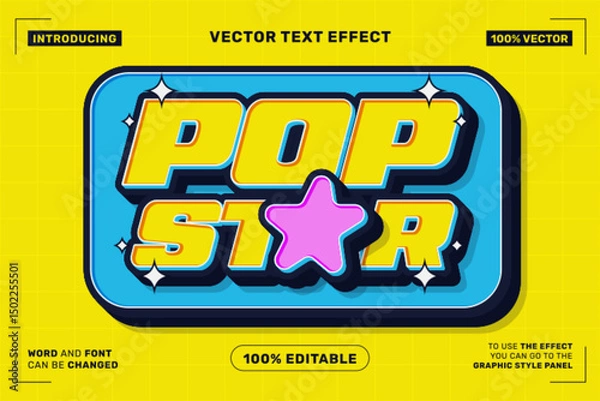 Fototapeta Pop Star - Editable Colorful Comic Style Text Effect