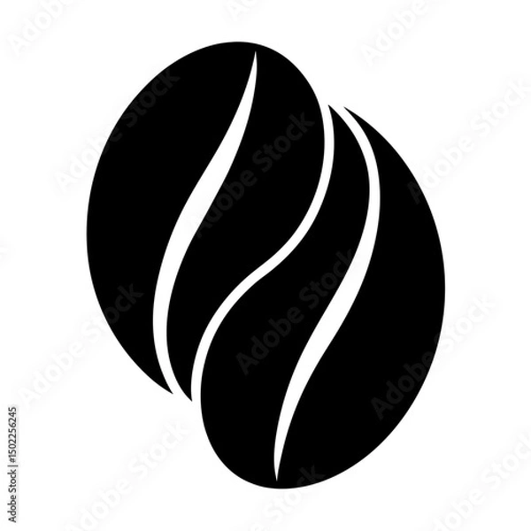 Fototapeta Two coffee beans black silhouette vector illustration