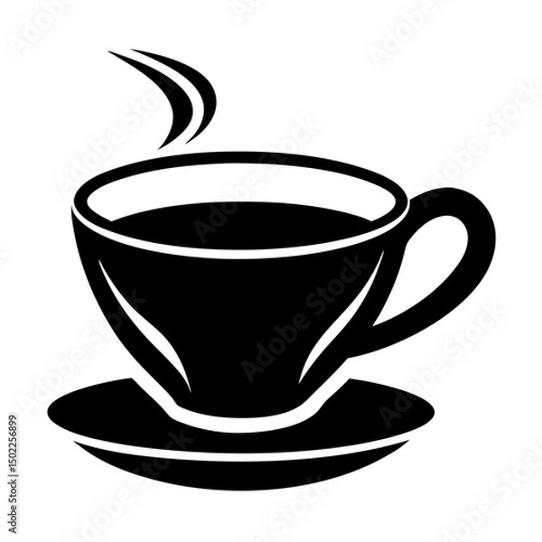 Obraz Cup of coffee with steam silhouette vector illustration