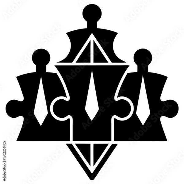 Obraz Teamwork puzzle pieces people silhouette vector illustration