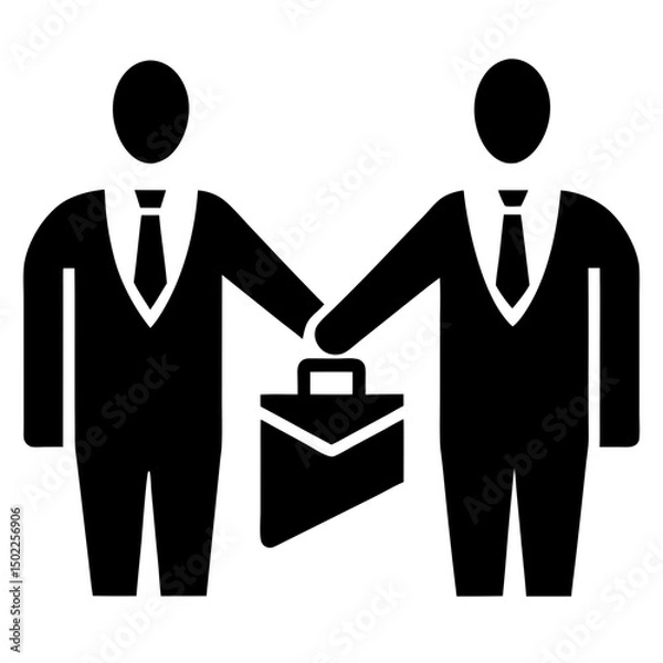 Fototapeta Business handshake deal silhouette vector illustration