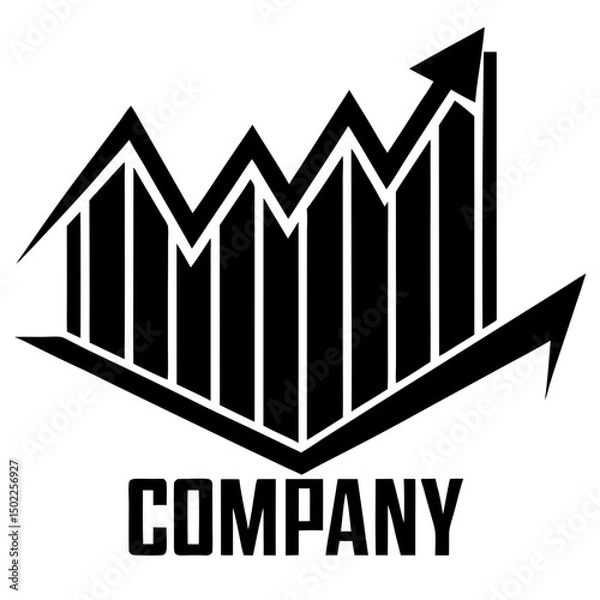 Fototapeta Rising chart with arrow silhouette vector illustration