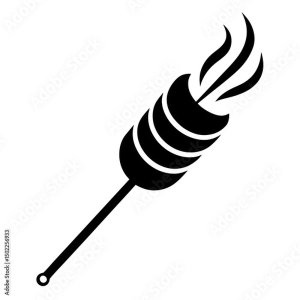 Obraz Burning torch black silhouette vector illustration