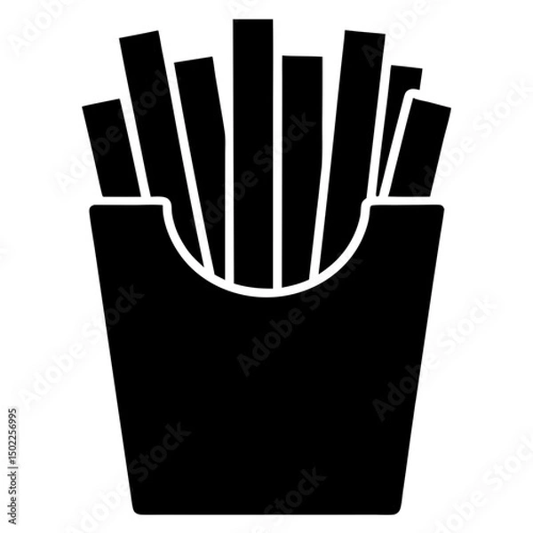Fototapeta French fries in a box silhouette vector illustration