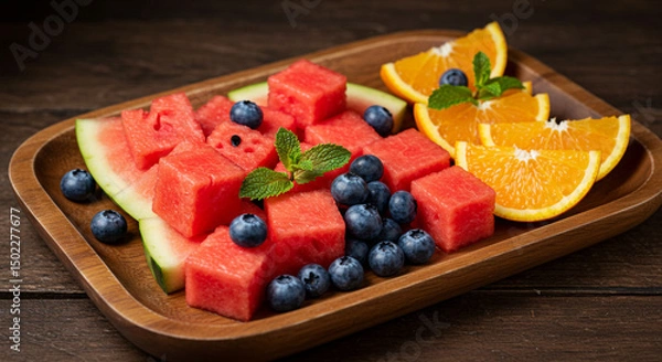 Obraz Fresh Cut Seedless Watermelon on a Plate
