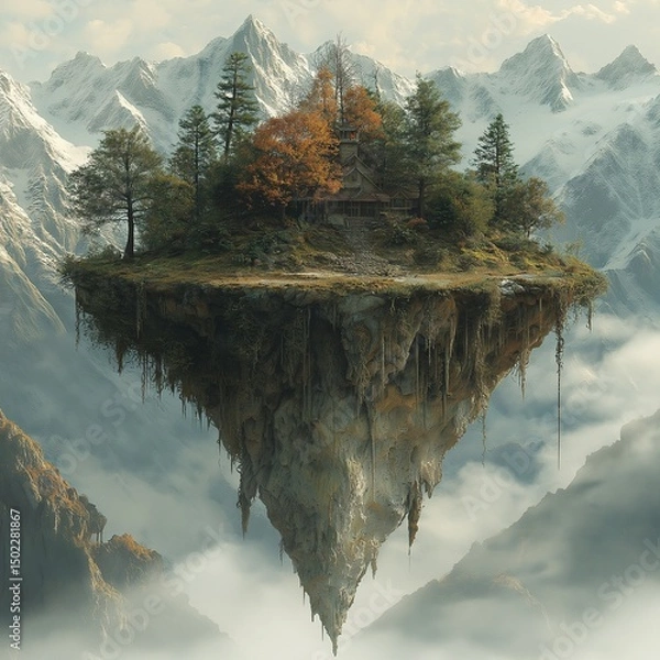 Fototapeta autumn in the mountains,generative ai illustration