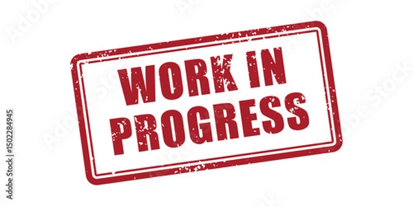 Obraz Red Ink Work In Progress Stamp On White