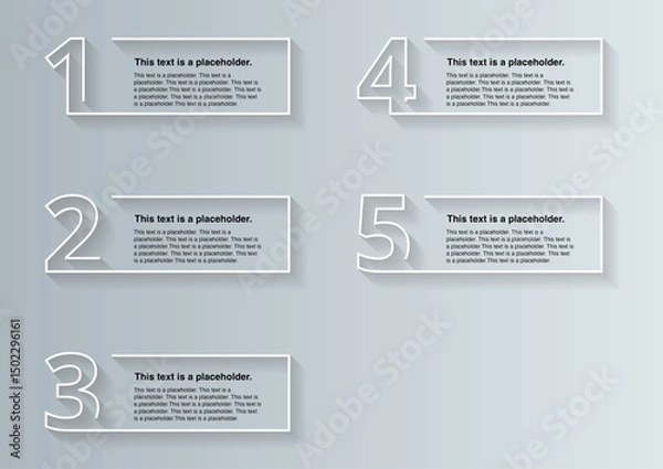 Obraz Minimal 5-Step Infographic with Shadowed Numbers for Business or Education_1