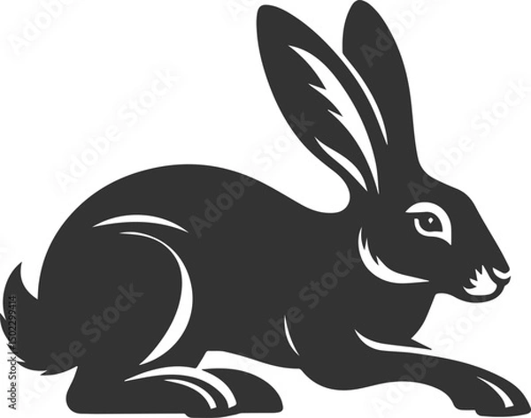 Obraz Cute animal hare rabbit vector drawing silhouette