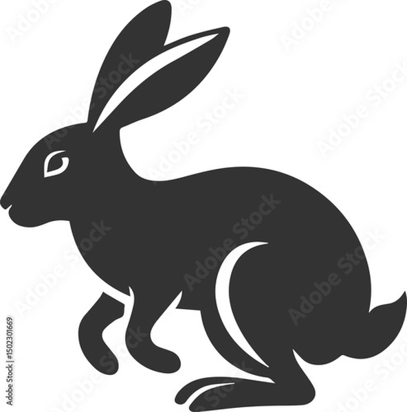 Obraz Cute animal hare rabbit vector drawing silhouette
