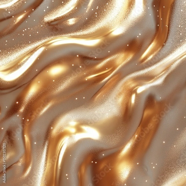 Fototapeta Close-up of liquid metallic gold texture, smooth and reflective,generative ai llutration 