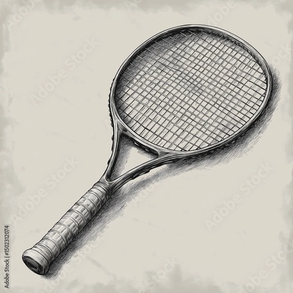 Fototapeta tennis racket and ball on a black background,generative ai illustration