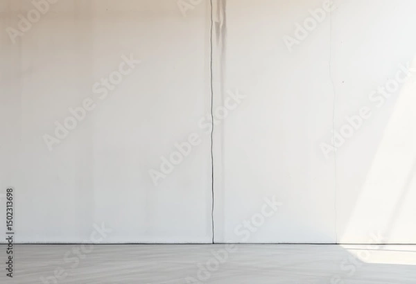 Fototapeta Empty room with light beige walls and light gray floor.