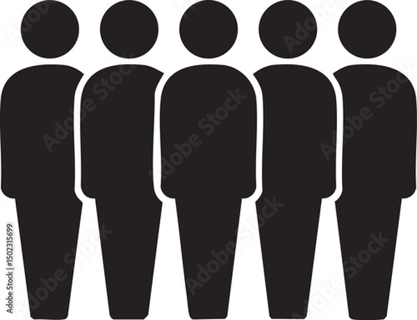 Fototapeta Simple graphic of five people standing in a row.
