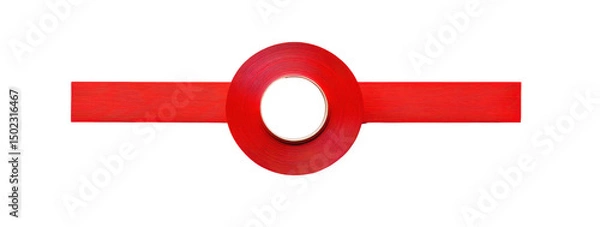 Fototapeta Red circular element centrally positioned on a horizontal red bar, featuring a smaller central black circle