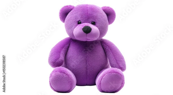 Obraz Adorable Purple Teddy Bear Plush Toy, Soft Fur, Sitting Pose isolated on transparent background