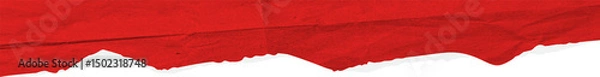 Obraz Torn red paper edge crumpled realistic. Ripped fragments for collage, banner, message label, text box, border, frame
