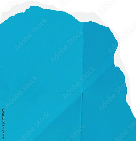 Obraz Torn blue paper sheet crumpled realistic. Ripped fragments for collage, banner, message label, text box, sticker, poster