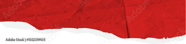 Obraz Torn red paper edge crumpled realistic. Ripped fragments for collage, banner, message label, text box, border, frame