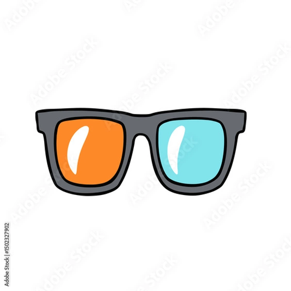 Obraz Cartoon 3d glasses icon isolated on white background