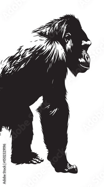 Obraz Gorilla silhouette vector illustration isolated in white background