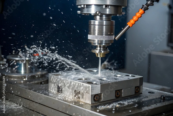 Obraz close-up of precision cnc machine cutting