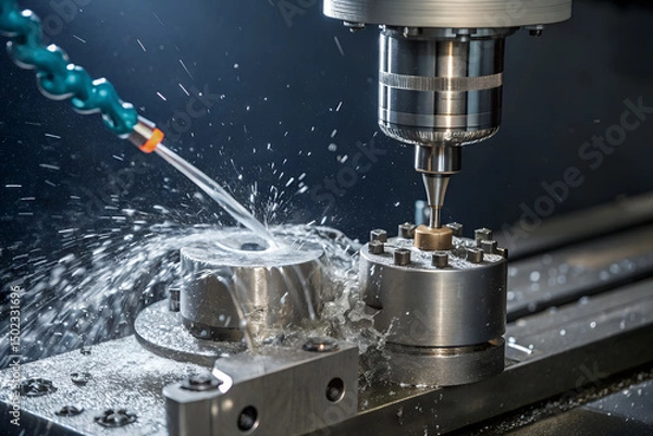 Obraz close-up of precision cnc machine cutting