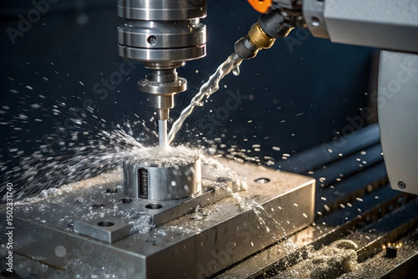Obraz close-up of precision cnc machine cutting