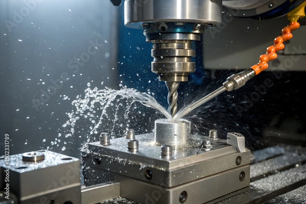 Obraz close-up of precision cnc machine cutting