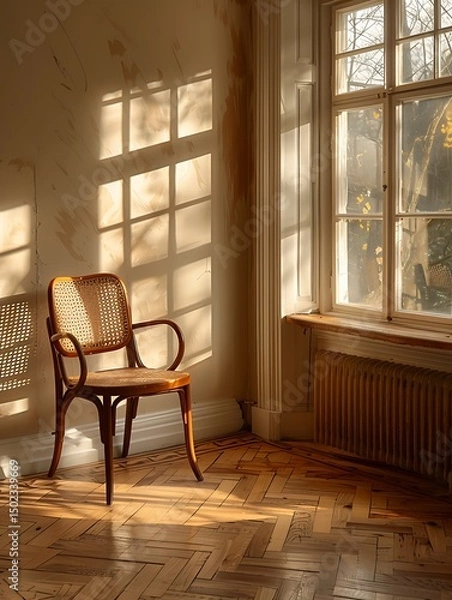 Obraz Sunlight streams into a room with a chair