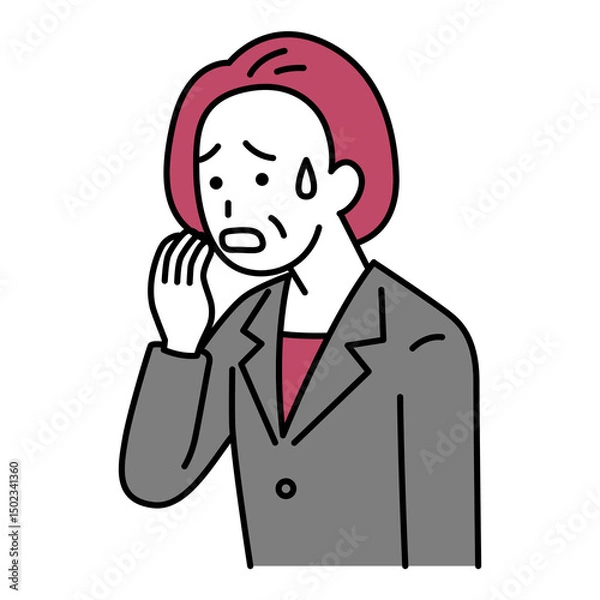 Fototapeta 動揺している中年のスーツの女性