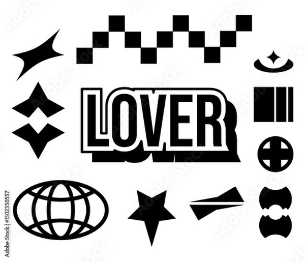 Obraz Brutalism Y2K Element Set – Abstract Vector Collection
