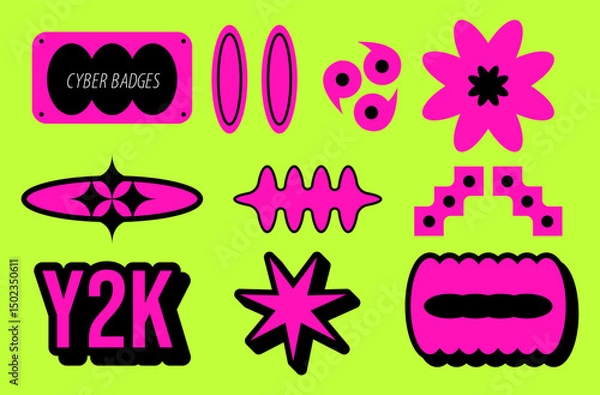 Obraz Brutalism Y2K Element Set – Abstract Vector Collection