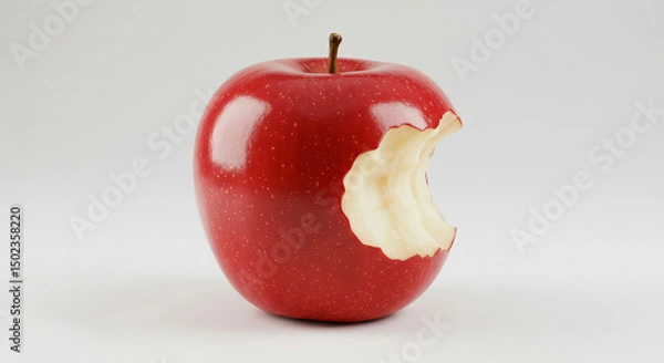 Fototapeta Juicy Red Apple with a Bite Taken Out Fresh Fruit Photography