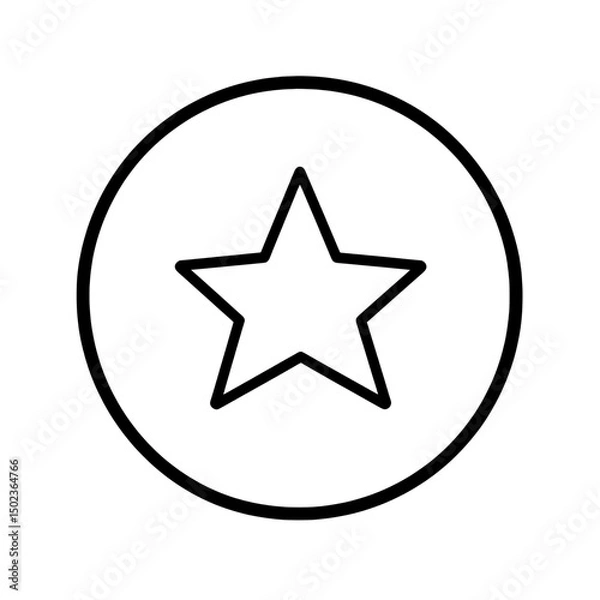 Fototapeta Simple star icon enclosed in circular border for interface and rating design