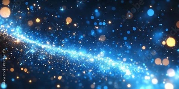 Obraz Abstract glowing particles in blue and gold