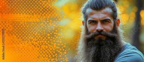 Fototapeta Man with long beard in autumnal setting