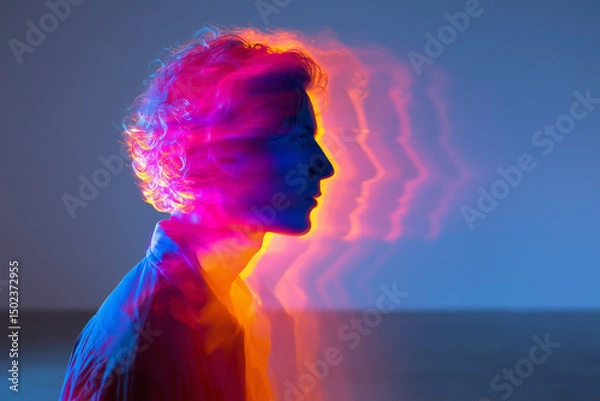 Obraz  Multicolored Silhouette Representing Mental Health Dissociation