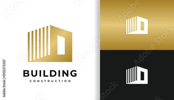Obraz BUILDING CONSTRUCTION LOGO IN GOLD COLOR FOR CONSTRUCTION COMPANY