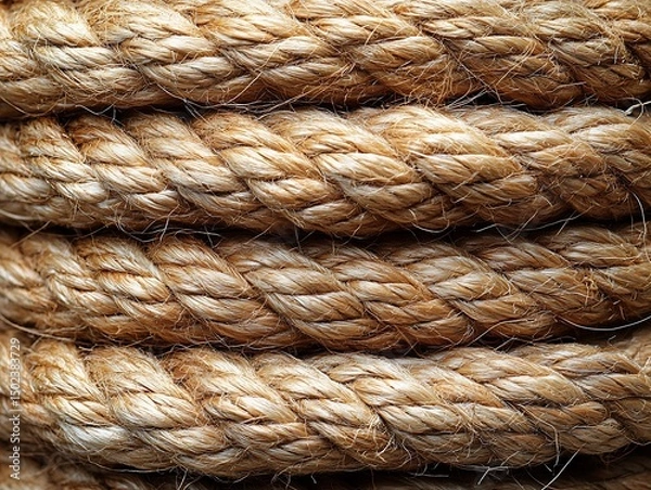 Obraz Close-up of coiled light brown rope texture
