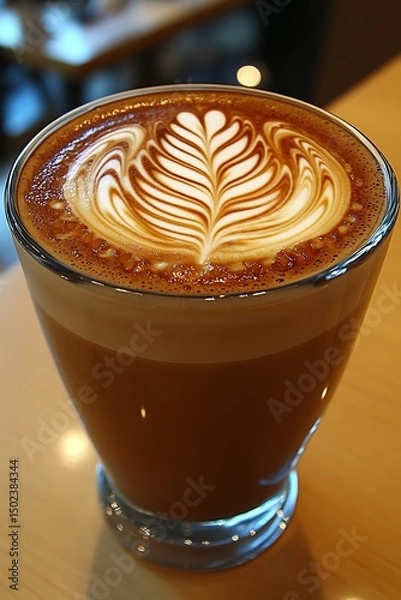 Obraz Latte art on top of a coffee drink
