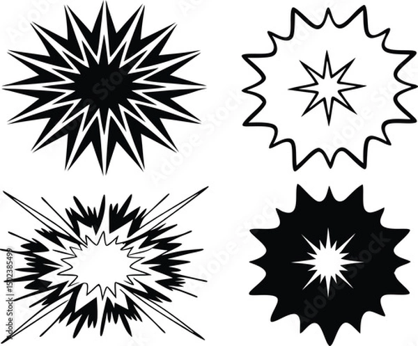 Fototapeta set of black and white stars vector illustration, Brash set , Black ink stains mega set elements in flat graphic design.