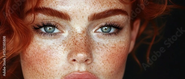 Obraz Close-up of woman's face with freckles
