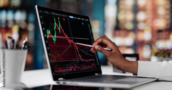 Fototapeta Female Stock Trader Analyzing Market Trends