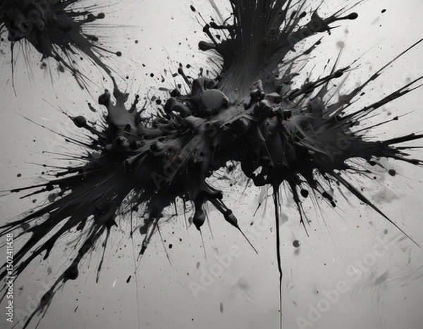 Obraz Abstract ink splatters, distressed texture, sharp lines,  pattern,  ink,  industrial