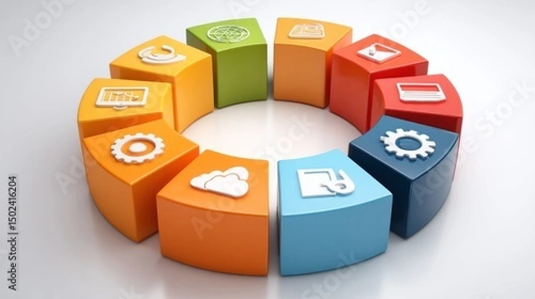 Obraz Circular infographic depicting various business functions