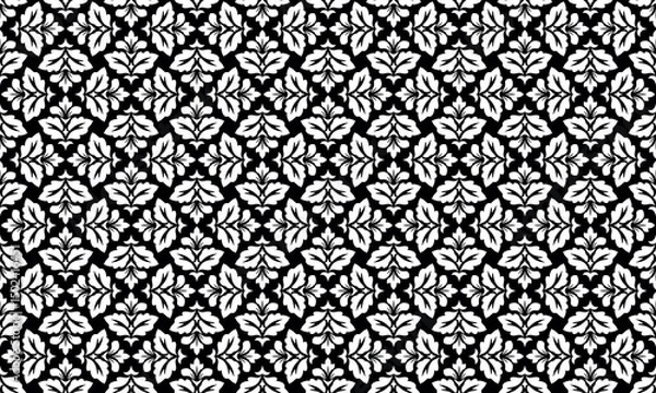 Fototapeta Flower geometric pattern. Seamless vector background. White and black ornament.