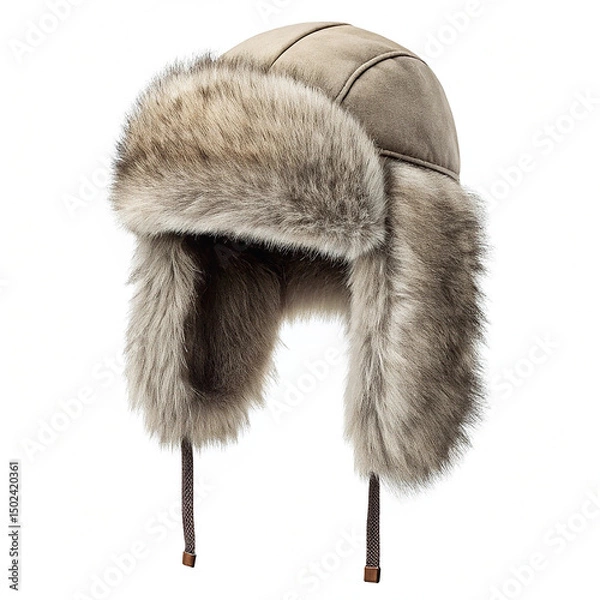 Obraz Faux fur trapper hat with ear flaps